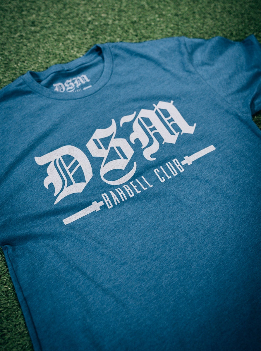 DSM Barbell Club OG T-Shirt Blue – DSM Barbell Club, LLC